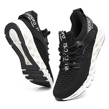 Imagem de TSIODFO Tênis feminino esportivo esportivo para corrida, tênis de caminhada, A069 preto e branco, 37
