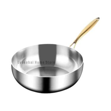 Imagem de Panela Grande Antiaderente De Aço Inoxidável, Wok Profundo Para Fogão 