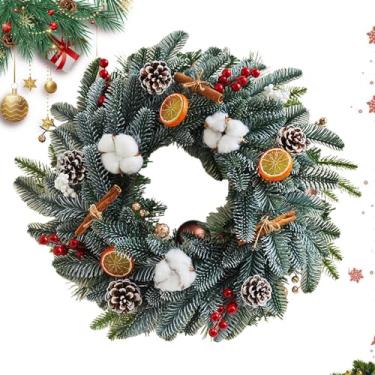 Imagem de Guirlanda para porta da frente – guirlanda decorativa de Natal | Guirlanda de decoração de porta de Natal | para varanda, garagem, janela, casa, casamento, lareira