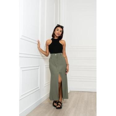 Imagem de Saia Longa MAXI Feminina  - Lefalu, P, Verde escuro