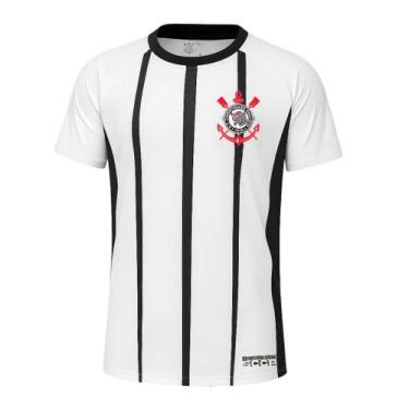 Imagem de Camisa Corinthians Infantil Raglan dry Branca e preta, Branco, Preto, 