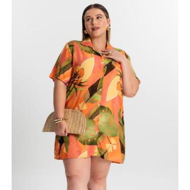 Imagem de Vestido Chemise Curto Plus Size Secret Glam Laranja, Plus G4, Laranja