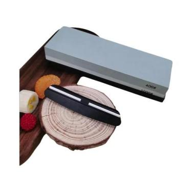 Imagem de Kit Profissional De Pedras De Afiar Facas Com Base De Bambu Antiderrap