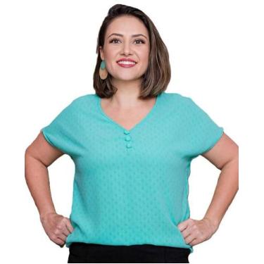 Imagem de Blusa Manga Curta Com Detalhes Plus Size Feminina - Castele Modas, Ver