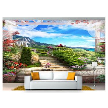 Imagem de Papel Parede Paisagem Digital Caminho Flor 3D 7,50M² Dav63