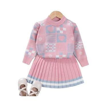 Imagem de Vestido De Suéter Tricotado Com Poás Para Meninas Bear Leader Vestido 