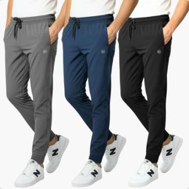 Imagem de Calça Jogger Kit 3 Skinny Tactel Elastano Premium Academia-Masculino