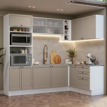 Imagem de Armário De Cozinha Completa De Canto 399 Cm Branco/crema Vik Madesa 01