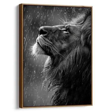 Imagem de Quadro Leão Majestoso Sobre Chuva de Prata - Mioquadros, 60x40 cm, Tab