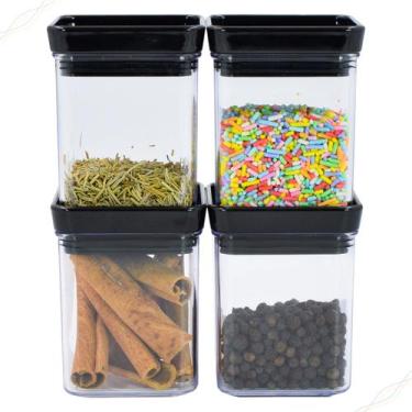 Imagem de Kit 4 Mini Porta Tempero e Condimentos Hermético Empilhável 180ml Lumi