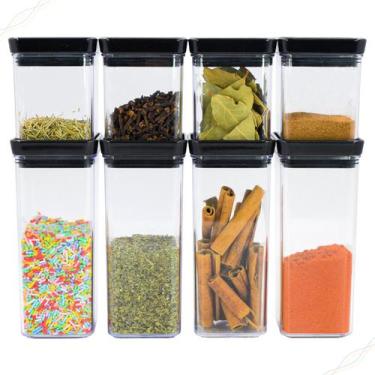 Imagem de Kit 8 Porta Tempero e Condimentos Hermético Empilhável Lumini Paramoun