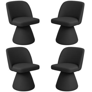 Imagem de Kit 04 Cadeiras De Jantar Base Fixa Liz Corano Preto - Nexta Casa