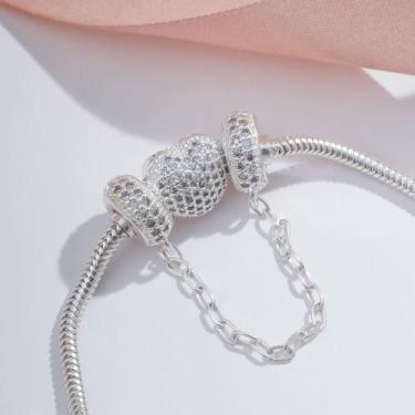 Imagem de Kit Pulseira Fecho Coração Cravejado de Zircônias + trava de segurança