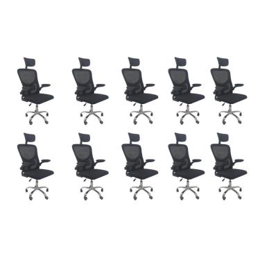 Imagem de Kit 10 Cadeiras De Escritório Oficial Vegas Apoio Preto