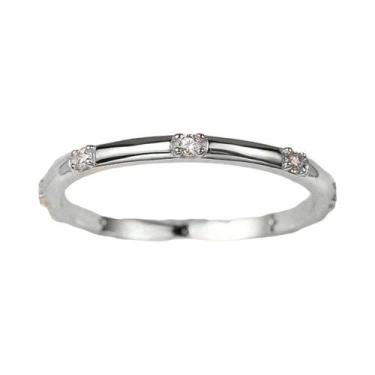 Imagem de Anel Feminino De Prata Esterlina 925 Com Zircônia Dourada Lisa Branca 