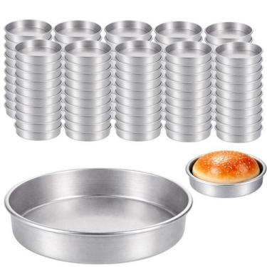Imagem de Kit Com 100 Formas Pão De Hambúrguer Brioche 11,5x2,5cm Em Alumínio Fu