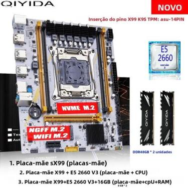 Imagem de Kit De Placa-Mãe QIYIDA X99 DDR4 16GB 3200MHz Com CPU Xeon E5 2660 V3 
