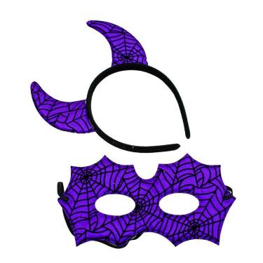 Imagem de Tiara de Fantasia Diabinha Roxa em Plástico e Poliéster Tamanho Único 28CM X 21CM 01 Unidade Roxo