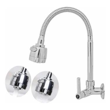 Imagem de Torneira Gourmet 2064 C61 1-4 Volta para Parede em Metal Cromado com Bica Móvel Prata OEM