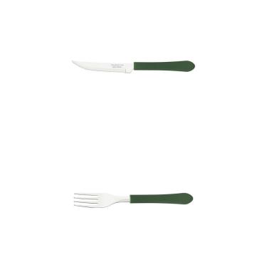 Imagem de Kit de Talheres para Restaurante 60 Facas para Churrasco e 60 Garfos de Mesa em Aço Ino...