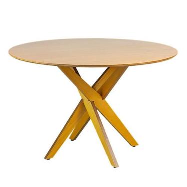 Imagem de Mesa de Jantar Redonda Madeira Maciça 4 Lugares 120cm Lisboa - Gamma M