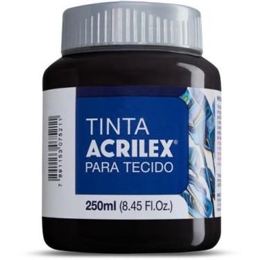 Imagem de Tinta para Tecido Acrilex Fosca 250ML Preto  Pacote com 03 Unidades