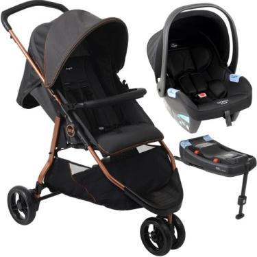 Imagem de Carrinho com Bebe Conforto Preto Base ISOFIX Burigotto CR3 22 Gray Cob