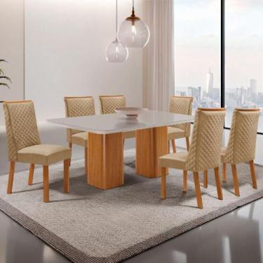 Imagem de Mesa de Jantar Eloise 6 Lugares Retangular Vidro 180cm Off White Moder