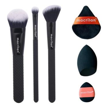 Imagem de Kit Pincel Macrilan Noir Ep26 Prossional Pó Base Corretivo