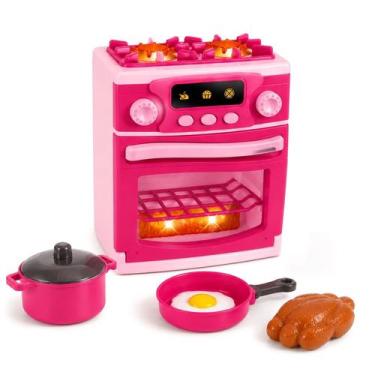 Imagem de Fogão De Brinquedo Rosa Infantil Mania De Casa Com Acessórios Presente