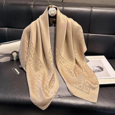 Imagem de Lenço De Seda Quadrado Feminino De Luxo Para Primavera/Outono, Proteçã