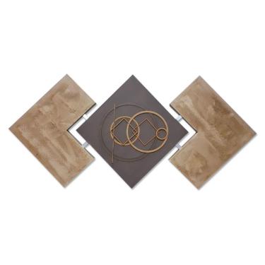 Imagem de Quadro Para Sala de TV Rústico Marrom Artesanal Abstrato