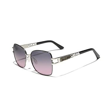 Imagem de Óculos de sol feminino polarizado uv400 qualidade aço inoxidável óculos de sol feminino design elegante óculos de sol da moda, armação preta rosa, tamanho único