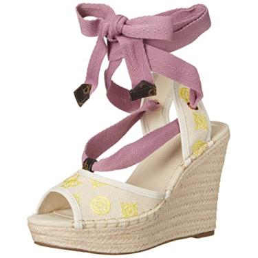 Imagem de GUESS Sandália feminina Halona Wedge, Bege/lilás, 38