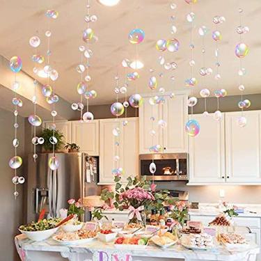 Imagem de Guirlandas de bolhas transparentes decoração de festa de sereia recortes planos azuis coloridos pendurados serpentina para aniversário batismo casamento oceano decalque de parede chá de bebê sob o mar festal infantil adereços de foto para quarto de criança (cor