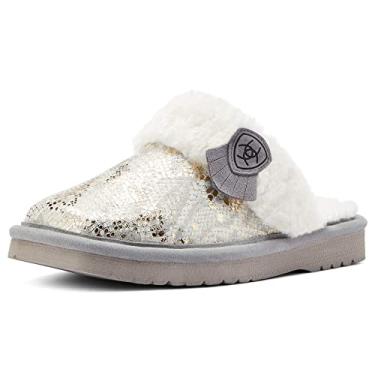 Imagem de ARIAT Pantufas femininas de borracha para uso interno e externo, bico quadrado, cores exóticas, Cobra metálica, 11 Wide