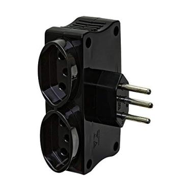 Imagem de MULTIPLICADOR USB - 2 TOMADAS - 2 PINOS + TERRA (3 PINOS) - 10 AMPERES - CARREGADOR USB X2 - PRETO - DANEVA 1650
