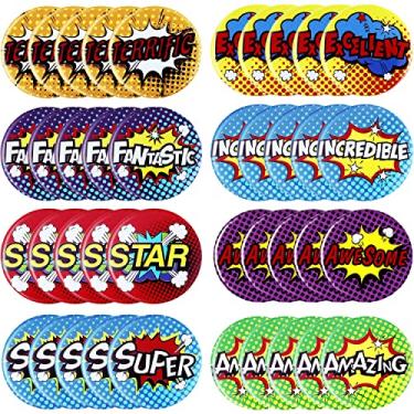 Imagem de Pinos de reconhecimento de 96 peças da WILLBOND com minialfinetes de botão de herói que estimulam o reconhecimento de broches de botão positivo para suprimentos de festa, 8 estilos