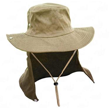 Imagem de Chapéu Caqui Com Proteção De Pescoço Australiano Poliéster Camping Pesca