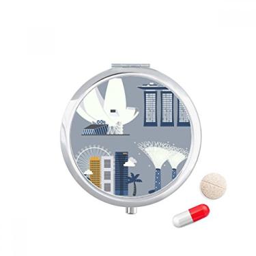Imagem de Caixa de comprimidos com pontos famosos de Singapura, caixa de armazenamento de remédios