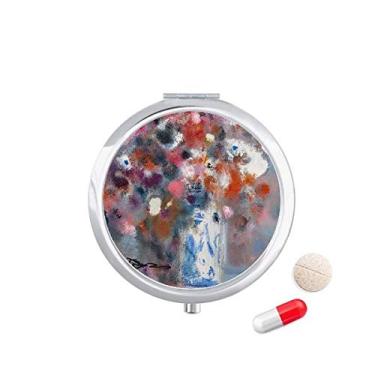 Imagem de Caixa de comprimidos para pintura a óleo XJJ com flores coloridas e bolso para remédios