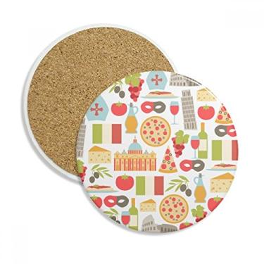 Imagem de Caneca italiana The Leaning Tower of Pisa Roman Porta-copos com proteção de mesa, pedra absorvente