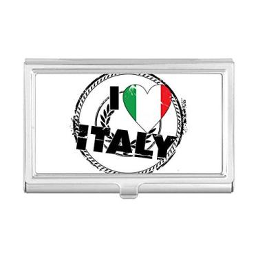 Imagem de Porta-cartões I Love Italy com estampa de coração e estampa de palavras