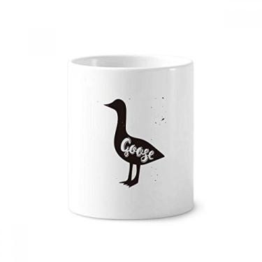 Imagem de Suporte de caneta de escova de dentes de animal preto e branco com caneca, copo de cerâmica branco, 355 ml