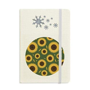 Imagem de Caderno de flores com pétalas de girassol, estampa de plantas, flocos de neve, inverno