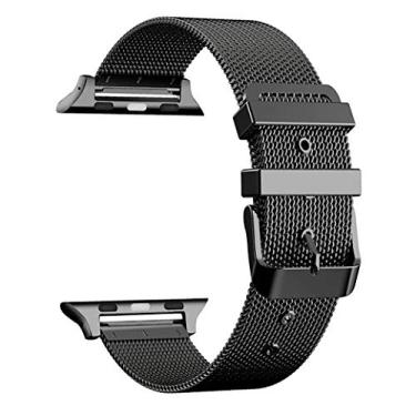 Imagem de SOUGAO Pulseiras de substituição de aço inoxidável, pulseiras de relógio para homens e mulheres, elos sólidos de malha, 44 mm, preto