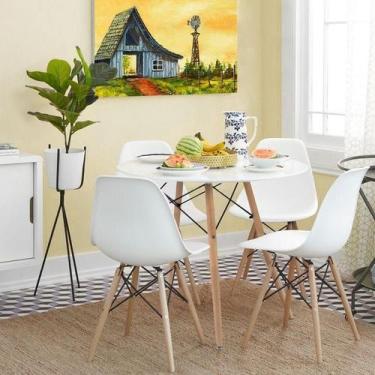 Imagem de Cozinha Mesa Eiffel Eames 90cm Branca Com 4 Cadeiras Eiffel Branca - J