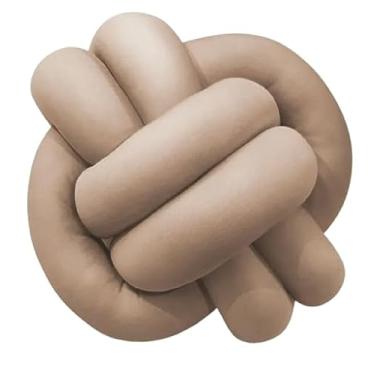Imagem de Almofada de Nó Escandinavo 2 Voltas Redonda Decorativa Modernda Grande (Bege)