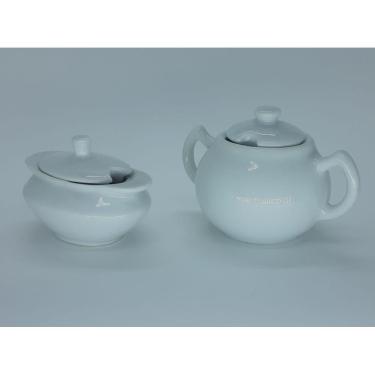 Imagem de Kit 2 açucareiros - barquinha 100ml - chaleira 250ml - Porcelana Branca