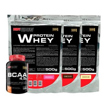 Imagem de KIT 3x Whey Protein 500g (Baunilha + Chocolate + Morango) + BCAA 100g Tangerina - BodyBuilders